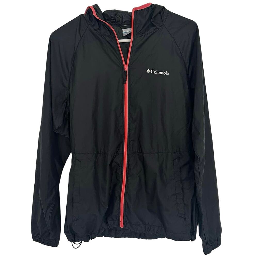 Columbia Women Black Lightweight Rain Windbreaker Jacket Size Small Full Zip